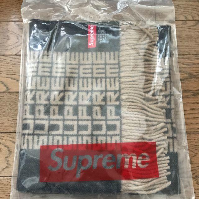 Supreme Logo Repeat Scarf Black / Tan