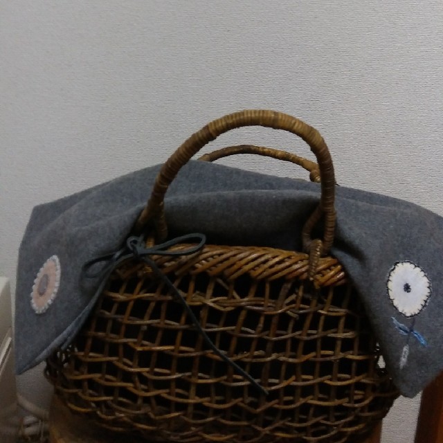 ミナペルホネンハンドメイド　カゴバックカバー　リバーシブル ハンドメイドのファッション小物(バッグ)の商品写真