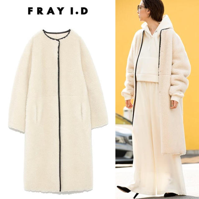 FRAY I.D - FRAY.ID ノーカラーエコファーコート 美品の通販 by いちご