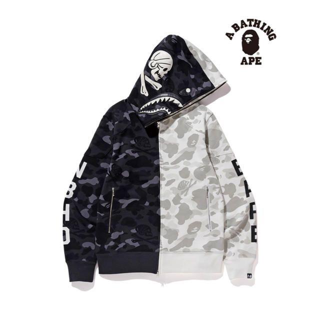 L NEIGHBORHOOD BAPE camo shark シャーク パーカー-