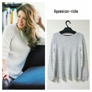 アプワイザーリッシェ(Apuweiser-riche)の値下げ❤美品❤アプ❤袖レース アンゴラAラインニット☆リランドチュール(ニット/セーター)