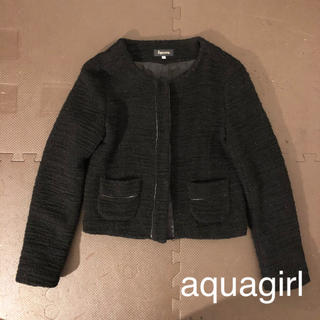 アクアガール(aquagirl)のaquagirl  l'epicerie ツイードジャケット 36 ブラック(ノーカラージャケット)