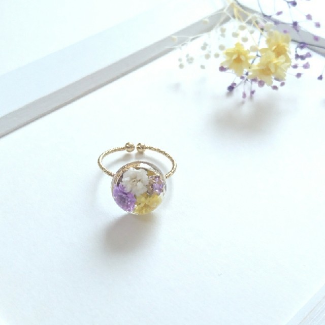 かすみ草のリング:.* ♡Viola tricolor ハンドメイドのアクセサリー(リング)の商品写真