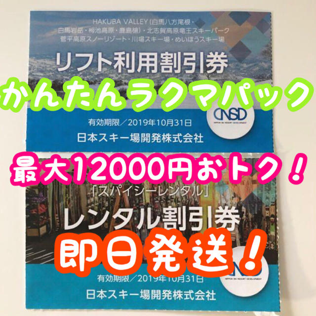 2セット価格 リフト利用割引券 レンタル割引券 日本駐車場開発