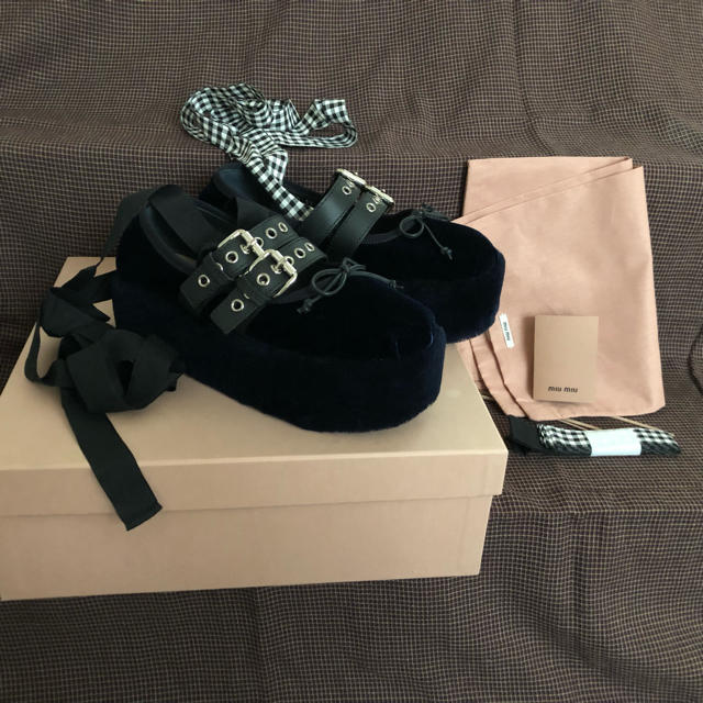 miumiu - 新品未使用!miumiu プラットフォームバレエ 37の通販 by