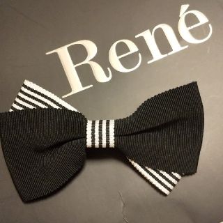 【RENE】ルネ濃紺おリボンバレッタパール素敵