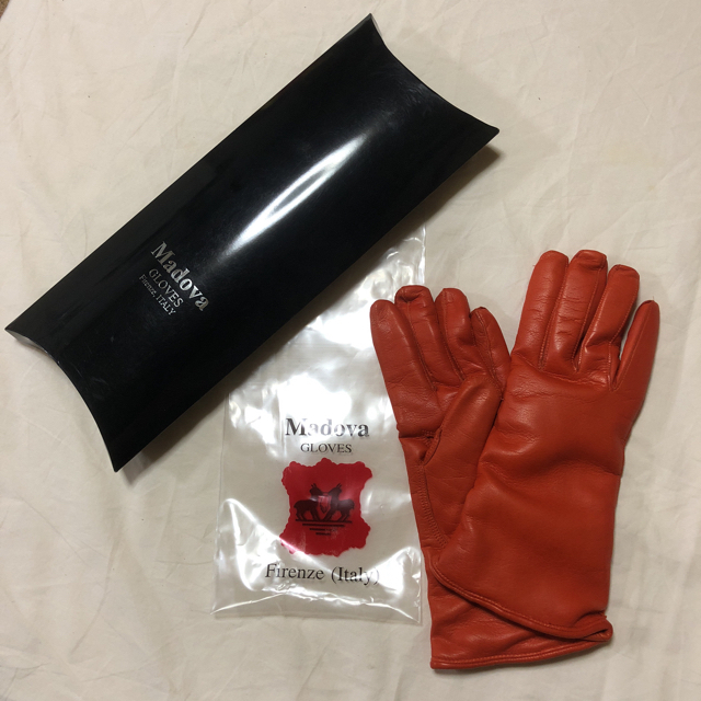 madova 三日月おまとめ☆レザーグローブ ブラウン&オレンジ&黒 レディース レディースのファッション小物(手袋)の商品写真