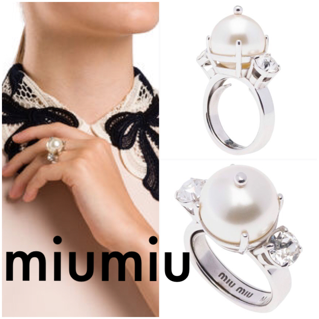 専用 正規 美品 miumiu パールクリスタルリング リング(指輪)