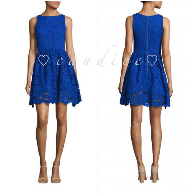 alice+olivia ロイヤルブルーレースワンピース 滝沢カレン