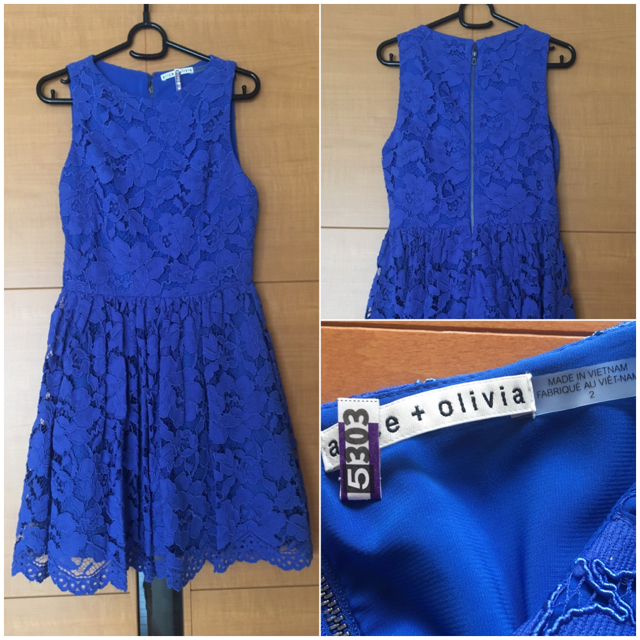 alice+olivia ロイヤルブルーレースワンピース 滝沢カレン