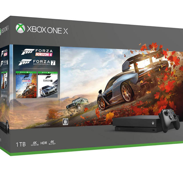 Xbox(エックスボックス)の開封済未使用品 Xbox one x フォルツァ同梱版 エンタメ/ホビーのゲームソフト/ゲーム機本体(家庭用ゲーム機本体)の商品写真