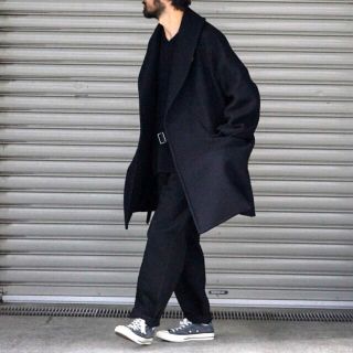 COMOLI 19AW ウールショールカラーコート ネイビー 3