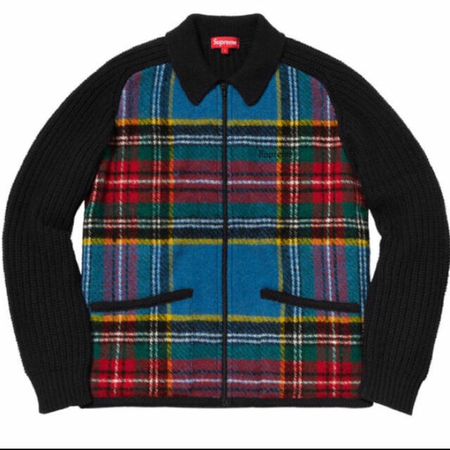supreme Plaid Front Zip sweater M