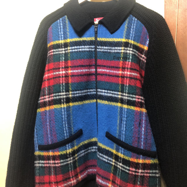 supreme Plaid Front Zip sweater M