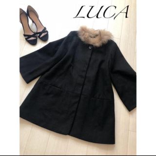 ルカ(LUCA)のお値引き早い者勝ち♡ルカ襟ファー付きシンプル上品コート黒(毛皮/ファーコート)