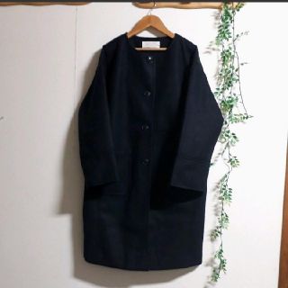 ショコラフィネローブ(chocol raffine robe)の新品(Ｍ)greenparks ノーカラーコート ロングコート(ロングコート)