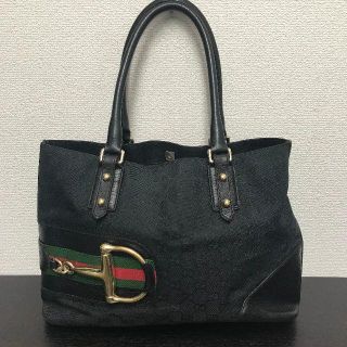 グッチ(Gucci)のグッチ　ホースビット　GGキャンバス　レザー　トートバッグ (トートバッグ)