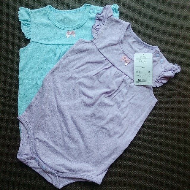 ロンパース2枚セット☆90☆双子 キッズ/ベビー/マタニティのキッズ服女の子用(90cm~)(下着)の商品写真