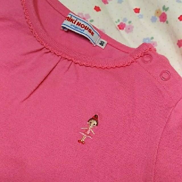 mikihouse(ミキハウス)の80センチ ミキハウス 長袖Tシャツ ピンク キッズ/ベビー/マタニティのベビー服(~85cm)(Ｔシャツ)の商品写真