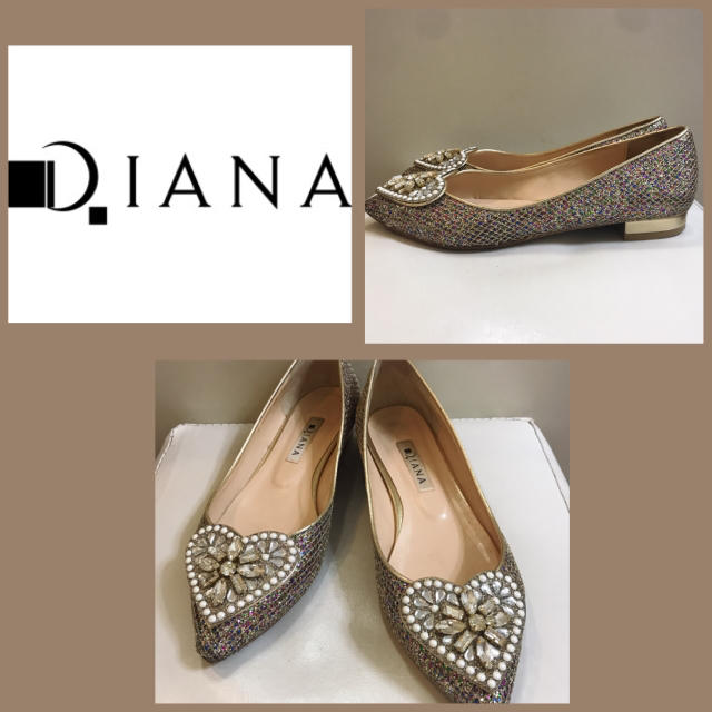 DIANA(ダイアナ)のダイアナ♡シルバーグリッター  ハートビジュー パンプス レディースの靴/シューズ(ハイヒール/パンプス)の商品写真