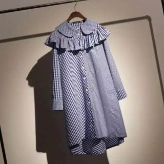 コムデギャルソン(COMME des GARCONS)のインポート  ギンガムチェック アシンメトリーワンピース(ひざ丈ワンピース)