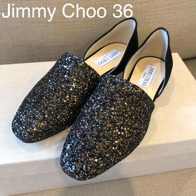 Jimmy Choo 36 ラメグリッター フラットシューズ パンプス靴/シューズ