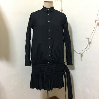 サカイ(sacai)のsacai 裾プリーツシャツワンピース(ひざ丈ワンピース)