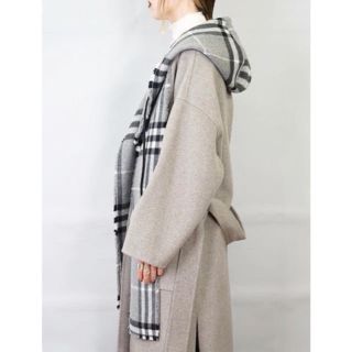 HELK PLAID HOODIE STOLE (GRAY) (ストール/パシュミナ)