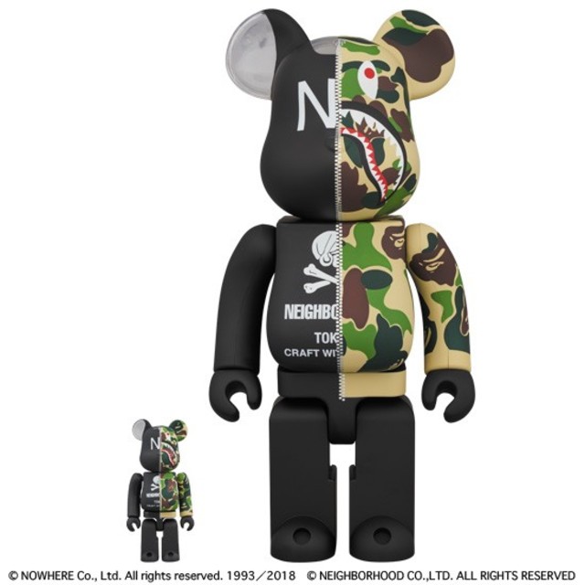 MEDICOM TOY(メディコムトイ)のNEIGHBORHOOD APE BE@RBRICK 400% & 100% エンタメ/ホビーのフィギュア(その他)の商品写真