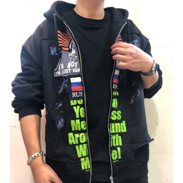 ヴェトモン vetements パッチワークパーカー Mの通販 by ヴェトモン vetements パッチワークパーカー Mの通販 by