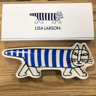 リサラーソン(Lisa Larson)の新品未使用 マイキーのかたちのお皿 青 ブルー リサラーソン (食器)