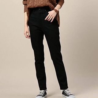 ビューティアンドユースユナイテッドアローズ(BEAUTY&YOUTH UNITED ARROWS)のBY ハイウエストデニムテーパードパンツ ◆ MEDIUM・ブラック(デニム/ジーンズ)