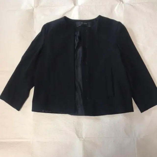 ZARA(ザラ)のZARA ウールノーカラージャケット未使用  黒 レディースのジャケット/アウター(ノーカラージャケット)の商品写真