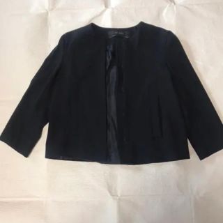 ザラ(ZARA)のZARA ウールノーカラージャケット未使用  黒(ノーカラージャケット)