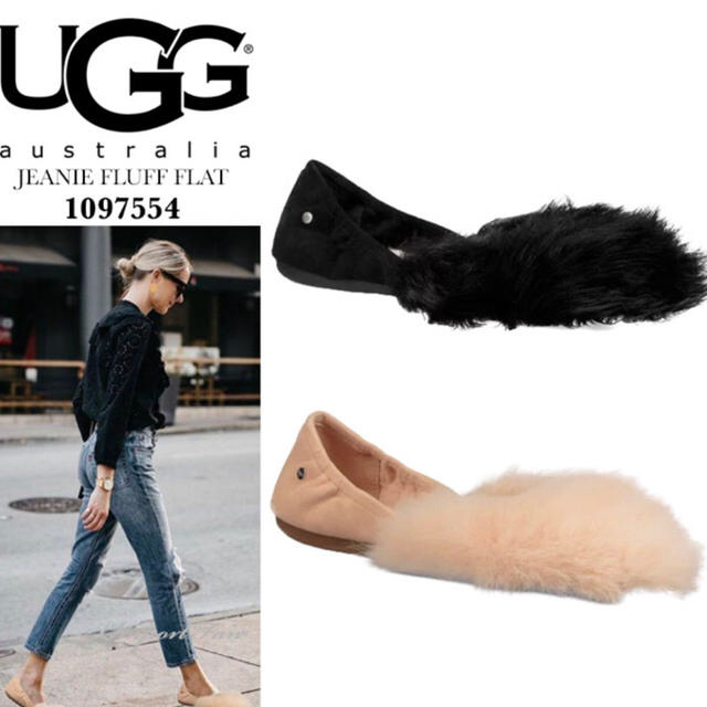 UGG W JEANIE FLUFF FLAT アグ バレエシューズ