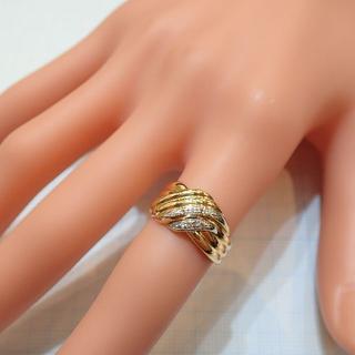 ■K18/Pt850 ダイヤモンドデザインファッションリング コンビ 4.9g■(リング(指輪))