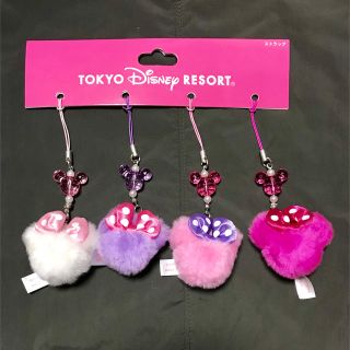 ディズニー(Disney)のTDR ポンポン ストラップ 4個セット ミニー ボア ディズニー アクセサリー(ストラップ/イヤホンジャック)