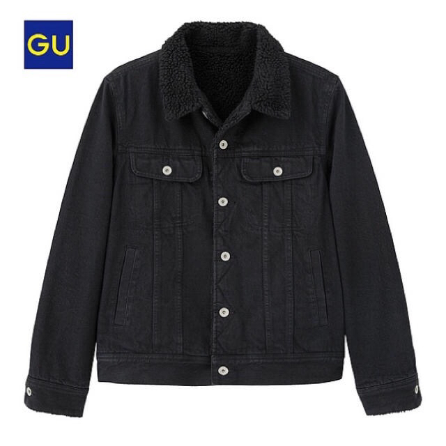 GU(ジーユー)のGU ボアデニムジャケット XL ブラック 送料無料 メンズのジャケット/アウター(Gジャン/デニムジャケット)の商品写真