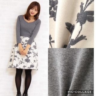 プロポーションボディドレッシング(PROPORTION BODY DRESSING)の今季新品☆プロポーションボディドレッシング フラワー ニット ワンピース(ひざ丈ワンピース)