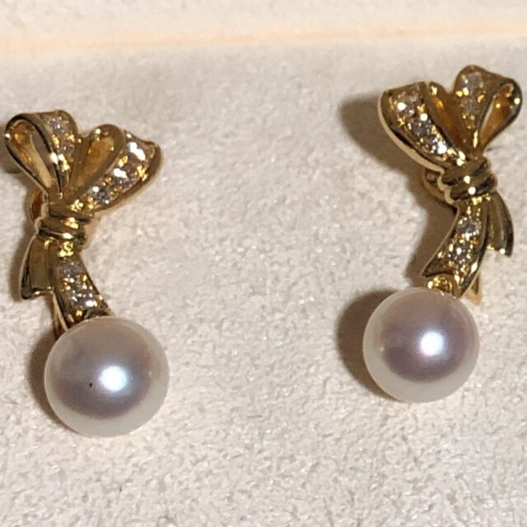 MIKIMOTO(ミキモト)の新品同様美品。K18ダイヤモンドパールイヤリング。豪華に揺れる！ レディースのアクセサリー(イヤリング)の商品写真