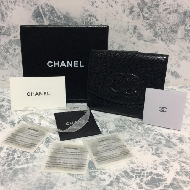 CHANEL(シャネル)の正規品/良品CHANEL/シャネル/キャビンスキン/ココマーク/Wホック財布 レディースのファッション小物(財布)の商品写真