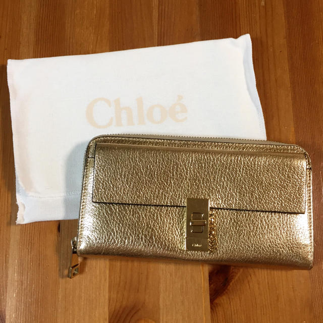 専用 Chloe クロエ 7.5万円 レザー 長財布 ゴールド ファスナー財布