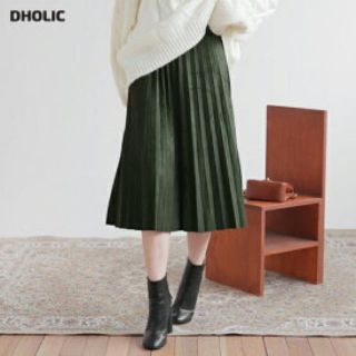 ディーホリック(dholic)のdholic スエードライクプリーツスカート(ひざ丈スカート)