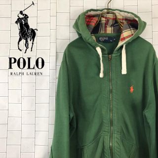 ポロラルフローレン(POLO RALPH LAUREN)の古着  90s  POLO ラルフローレン ジップ パーカー 刺繍ロゴ(パーカー)