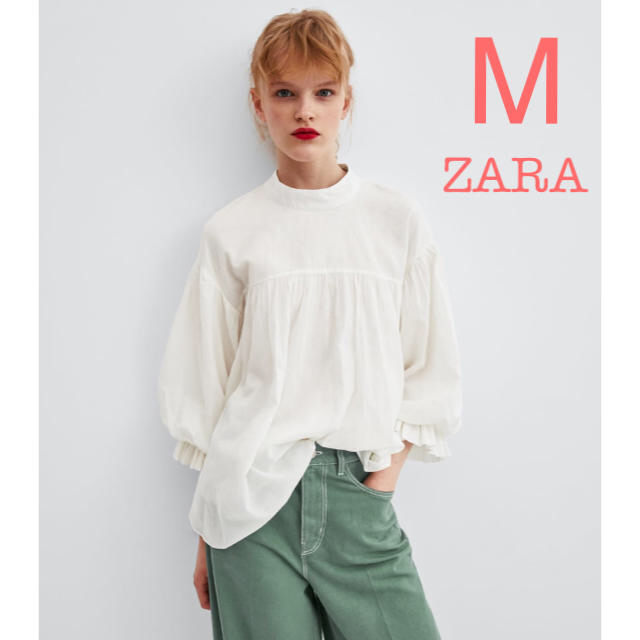 新品未使用 ZARA ボリュームスリーブ ブラウス 白 M | フリマアプリ ラクマ