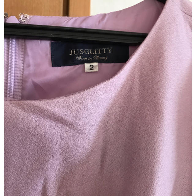 JUSGLITTY(ジャスグリッティー)のジャスグリッティー フロントリボン ウールワンピース レディースのワンピース(ひざ丈ワンピース)の商品写真