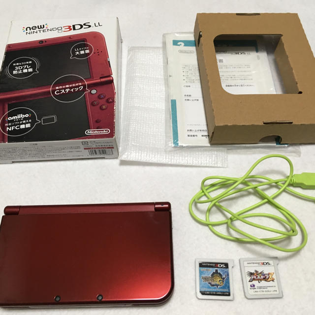 New3DS LL 本体 ソフト2個 充電ケーブル セット