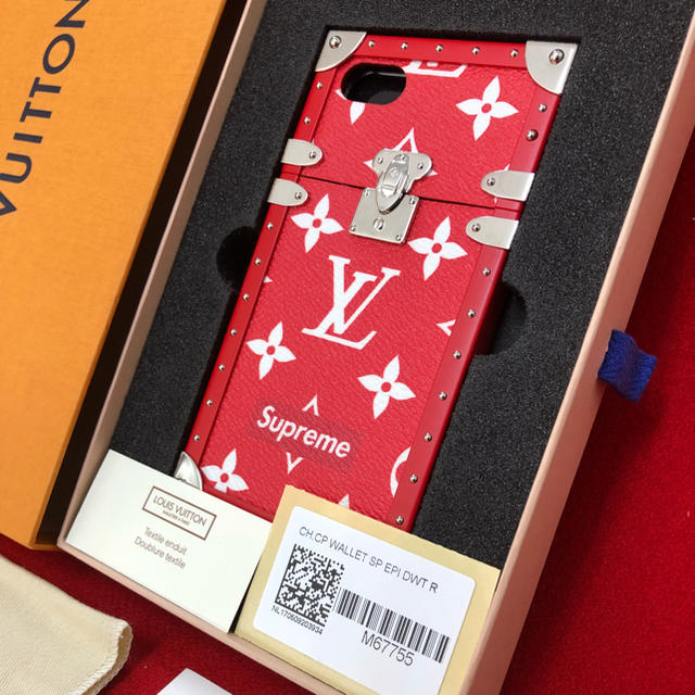ルイヴィトン本物新品シュプリームコラボiPhone7ケースアイトランク