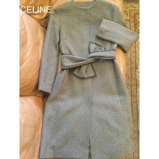 新品✨CELINE ノーカラーコート スパンコール 膝丈  M