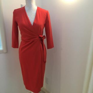 ダイアンフォンファステンバーグ(DIANE von FURSTENBERG)のDVF オレンジドレス(ひざ丈ワンピース)